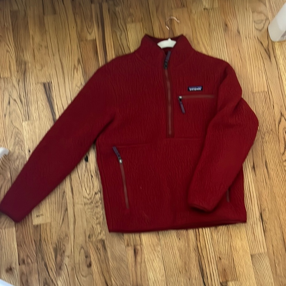 Patagonia Retro Pile Fleece Marsupial Pullover Jacket In Molten Lava Size Small